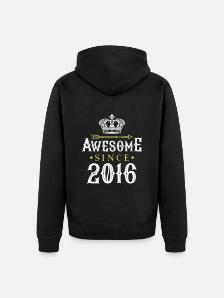 2016 awesome since - Unisex Premium Organic Zip Hoodie - black