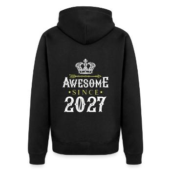 2027 génial depuis - Veste à capuche bio Premium Unisexe - noir - Dos - Nico (187cm)