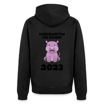 Kindergarten 2023 Ich Komme Mädchen Jungen Kita - Unisex Premium Bio Zip Hoodie - Schwarz - Hinten - Nico (187cm)