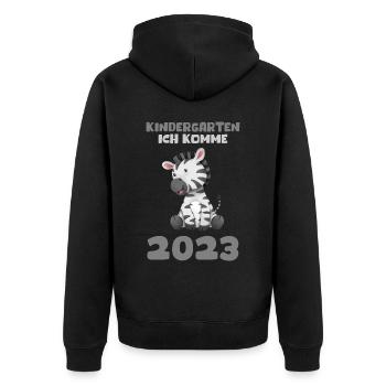 Kindergarten 2023 Ich Komme Mädchen Jungen Kita - Unisex Premium Bio Zip Hoodie - Schwarz - Hinten - Nico (187cm)