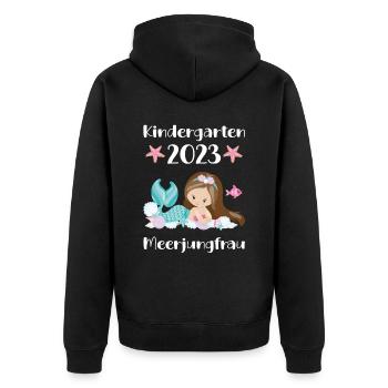 Kindergarten 2023 Meer Frau Mädchen Tochter Kita - Unisex Premium Bio Zip Hoodie - Schwarz - Hinten - Nico (187cm)
