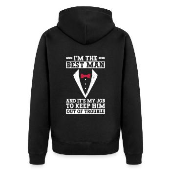 Best man bachelor party YAA groom - Unisex Premium Organic Zip Hoodie - black - Back - Nico (187cm)