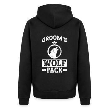 Groom’s Wolf Pack - Enterrement de vie de garçon - Veste à capuche bio Premium Unisexe - noir - Dos - Nico (187cm)