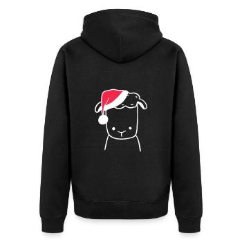Sheep Christmas Hat Christmas Sweet Xmas Line - Unisex Premium Organic Zip Hoodie - black - Back - Nico (187cm)
