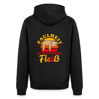 Faultier Design für faulen Kollegen im Büro - Unisex Premium Bio Zip Hoodie - Schwarz - Hinten - Nico (187cm)