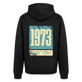 1973 Anniversaire de naissance Année de naissance - Veste à capuche bio Premium Unisexe - noir - Dos - Nico (187cm)