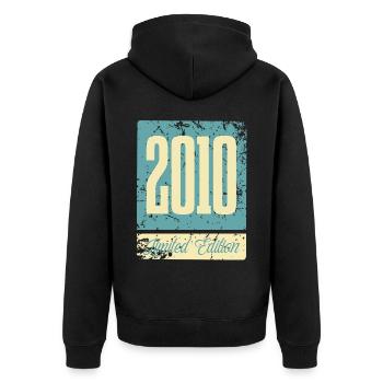 2010 Born Birthday Year of birth - Unisex Premium Organic Zip Hoodie - black - Back - Nico (187cm)