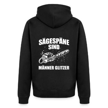 Holz Geschenke Chainsaw Kettensäge Waldarbeiter - Unisex Premium Bio Zip Hoodie - Schwarz - Hinten - Nico (187cm)