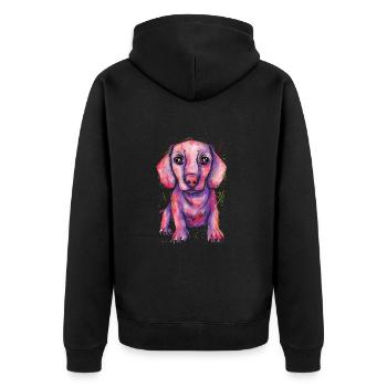 Dachshund Gift Dixie Viennese Doxie Dachshund - Unisex Premium Organic Zip Hoodie - black - Back - Nico (187cm)