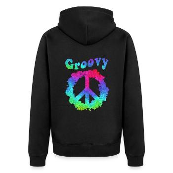 Hippie Tshirt Peace Movement Woodstock Boho Groove - Unisex Premium Organic Zip Hoodie - black - Back - Nico (187cm)