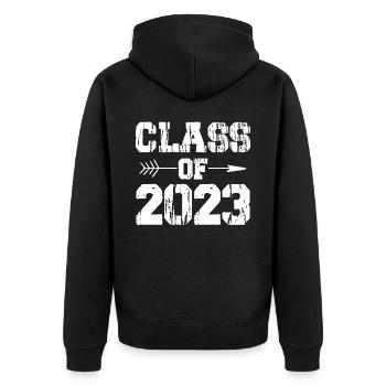 Graduation - Class of 2023 - Unisex Premium Bio Zip Hoodie - Schwarz - Hinten - Nico (187cm)