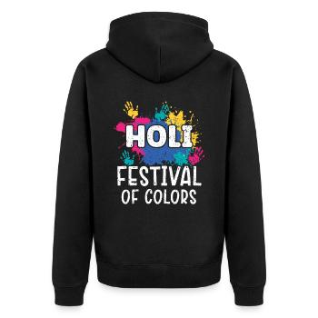 Radha Krishna Hinduismus Hindu Holi Festival - Unisex Premium Bio Zip Hoodie - Schwarz - Hinten - Nico (187cm)