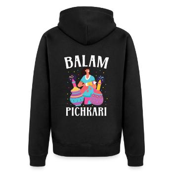 Balam Pichkari Hindu Buddhist Holi Festival - Veste à capuche bio Premium Unisexe - noir - Dos - Nico (187cm)