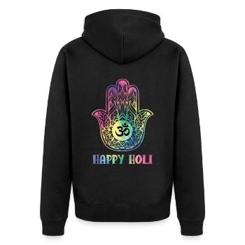 Happy Holi Hinduismus Hindu Buddhist Holi Festival - Unisex Premium Bio Zip Hoodie - Schwarz - Hinten - Nico (187cm)