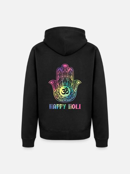 Happy Holi Hinduism Hindu Buddhist Holi Festival - Unisex Premium Organic Zip Hoodie - black