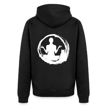 Yoga Cat Meditation Cats - Unisex Premium Organic Zip Hoodie - black - Back - Nico (187cm)