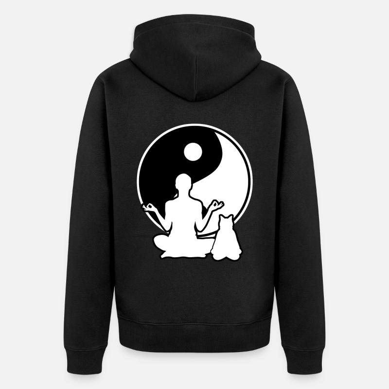 Yoga Méditation Chats Méditer Chat - Veste à capuche bio Premium Unisexe - noir