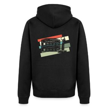 Amateur radio operator retro radio - Unisex Premium Organic Zip Hoodie - black - Back - Nico (187cm)