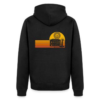 Amateurfunk Retro Antenne Funkgerät - Unisex Premium Bio Zip Hoodie - Schwarz - Hinten - Nico (187cm)