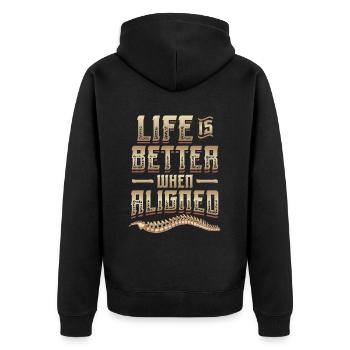 Das Leben Ist Besser, Weil ich Chiropraktiker bin - Unisex Premium Bio Zip Hoodie - Schwarz - Hinten - Nico (187cm)