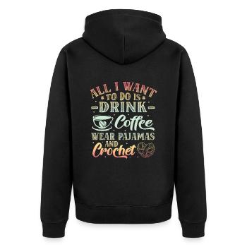 Kaffee-pyjamas Und Häkeln - Love Crocheting - Unisex Premium Bio Zip Hoodie - Schwarz - Hinten - Nico (187cm)