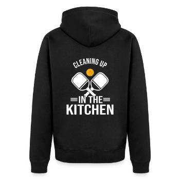 Pickleball Retro Liebe Dinking Pickleballspieler - Unisex Premium Bio Zip Hoodie - Schwarz - Hinten - Nico (187cm)