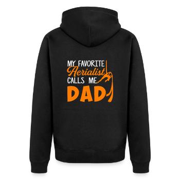 aerialist calls me dad, Aerialist Aerial Silks - Unisex Premium Bio Zip Hoodie - Schwarz - Hinten - Nico (187cm)