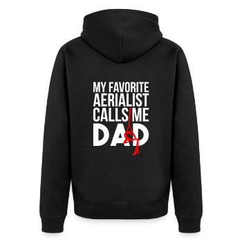 aerialist calls me dad, Aerialist Aerial Silks - Unisex Premium Bio Zip Hoodie - Schwarz - Hinten - Nico (187cm)