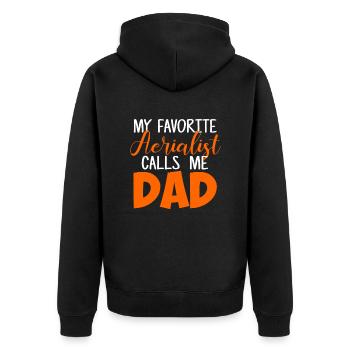 aerialist calls me dad, Aerialist Aerial Silks - Unisex Premium Bio Zip Hoodie - Schwarz - Hinten - Nico (187cm)