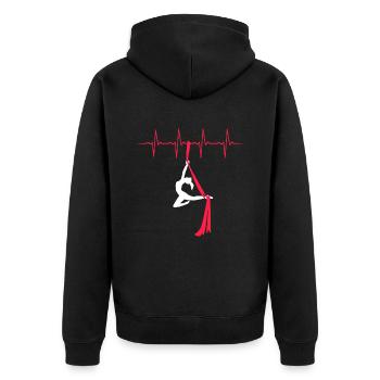 aerialist hearbeat, Aerialist Aerial Silks - Unisex Premium Bio Zip Hoodie - Schwarz - Hinten - Nico (187cm)
