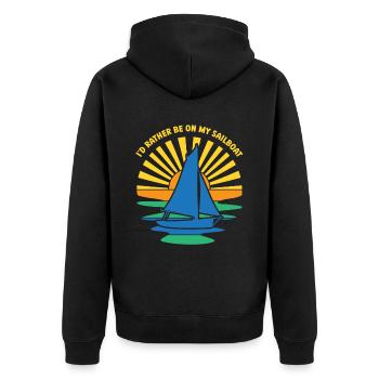 I would rather be sailing on my sailboat - Unisex Premium Organic Zip Hoodie - black - Back - Nico (187cm)