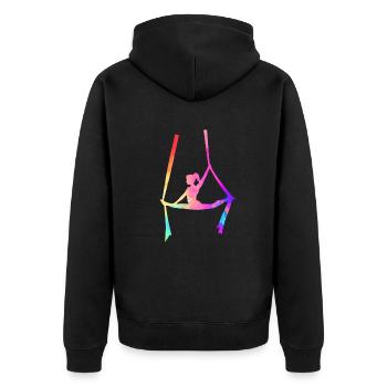 aerialist, Aerial Silks - Unisex Premium Bio Zip Hoodie - Schwarz - Hinten - Nico (187cm)