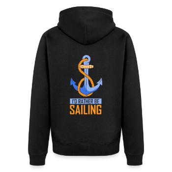 I would rather sail sailboat captain - Unisex Premium Organic Zip Hoodie - black - Back - Nico (187cm)