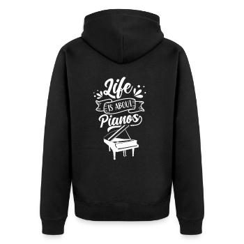 Im Leben Geht Es Um Klaviere Klavier Spieler - Unisex Premium Bio Zip Hoodie - Schwarz - Hinten - Nico (187cm)