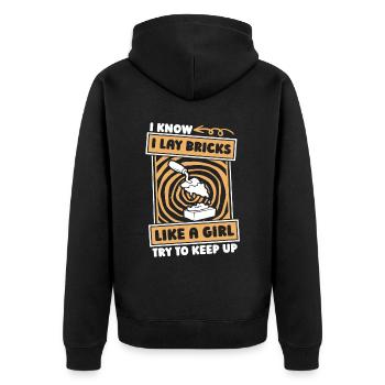 Maurer Mädchen - Unisex Premium Bio Zip Hoodie - Schwarz - Hinten - Nico (187cm)