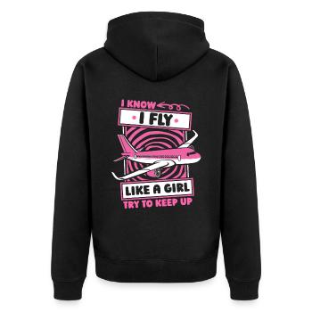 Flight attendant stewardess funny - Unisex Premium Organic Zip Hoodie - black - Back - Nico (187cm)