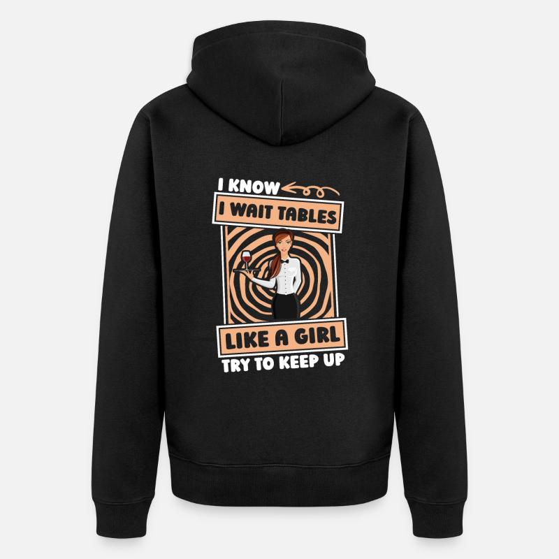 Kellner Kellnerin Lustig - Unisex Premium Bio Zip Hoodie - Schwarz