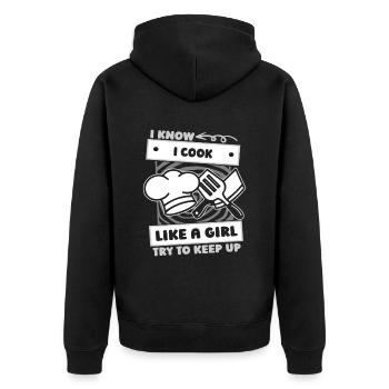 Cook Cooking Utensils - Unisex Premium Organic Zip Hoodie - black - Back - Nico (187cm)