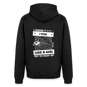Angler Fishing Funny - Unisex Premium Organic Zip Hoodie - black - Back - Nico (187cm)