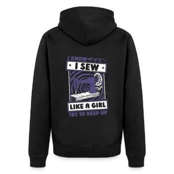 Sewing Sewing Machine Funny - Unisex Premium Organic Zip Hoodie - black - Back - Nico (187cm)
