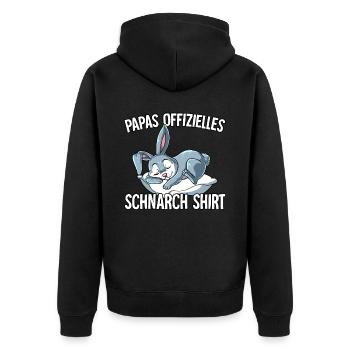 Papas Offizielles Schnarch Shirt Papa Schnarchen - Unisex Premium Bio Zip Hoodie - Schwarz - Hinten - Nico (187cm)