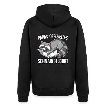 Papas Offizielles Schnarch Shirt Papa Schnarchen - Unisex Premium Bio Zip Hoodie - Schwarz - Hinten - Nico (187cm)