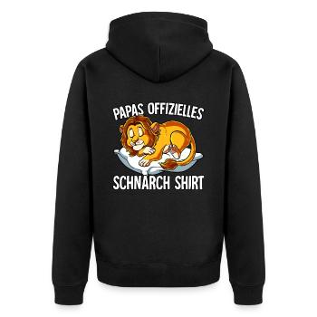 Papas Offizielles Schnarch Shirt Papa Schnarchen - Unisex Premium Bio Zip Hoodie - Schwarz - Hinten - Nico (187cm)