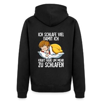 Ich Schlafe Junge - Unisex Premium Bio Zip Hoodie - Schwarz - Hinten - Nico (187cm)