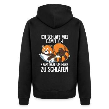 Ich Schlafe Roter Panda - Unisex Premium Bio Zip Hoodie - Schwarz - Hinten - Nico (187cm)
