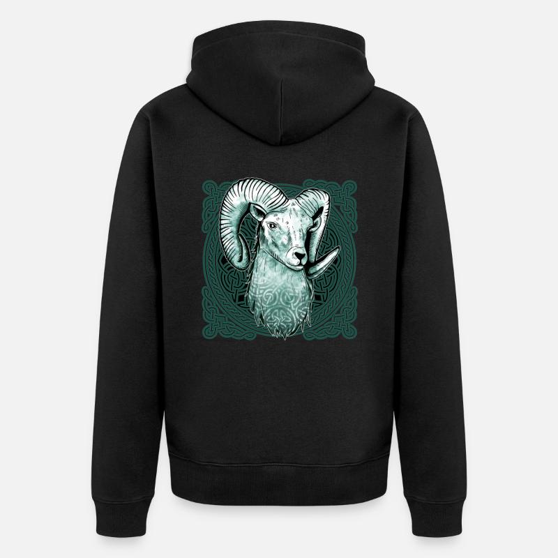 Widder Keltisches Knotenmuster - Unisex Premium Bio Zip Hoodie - Schwarz