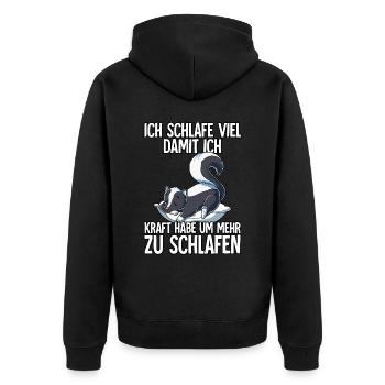 Ich Schlafe Stinktier - Unisex Premium Bio Zip Hoodie - Schwarz - Hinten - Nico (187cm)