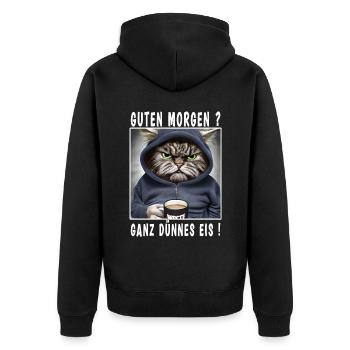 Guten Morgen ganz dünnes Eis - Unisex Premium Bio Zip Hoodie - Schwarz - Hinten - Nico (187cm)