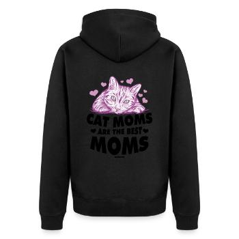 Katzenmama - Unisex Premium Bio Zip Hoodie - Schwarz - Hinten - Nico (187cm)