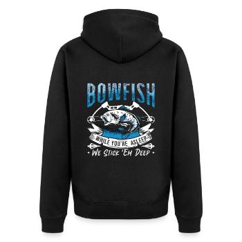 Bowfishing Bowfish While You're Fishing Bowfisher - Unisex Premium Bio Zip Hoodie - Schwarz - Hinten - Nico (187cm)